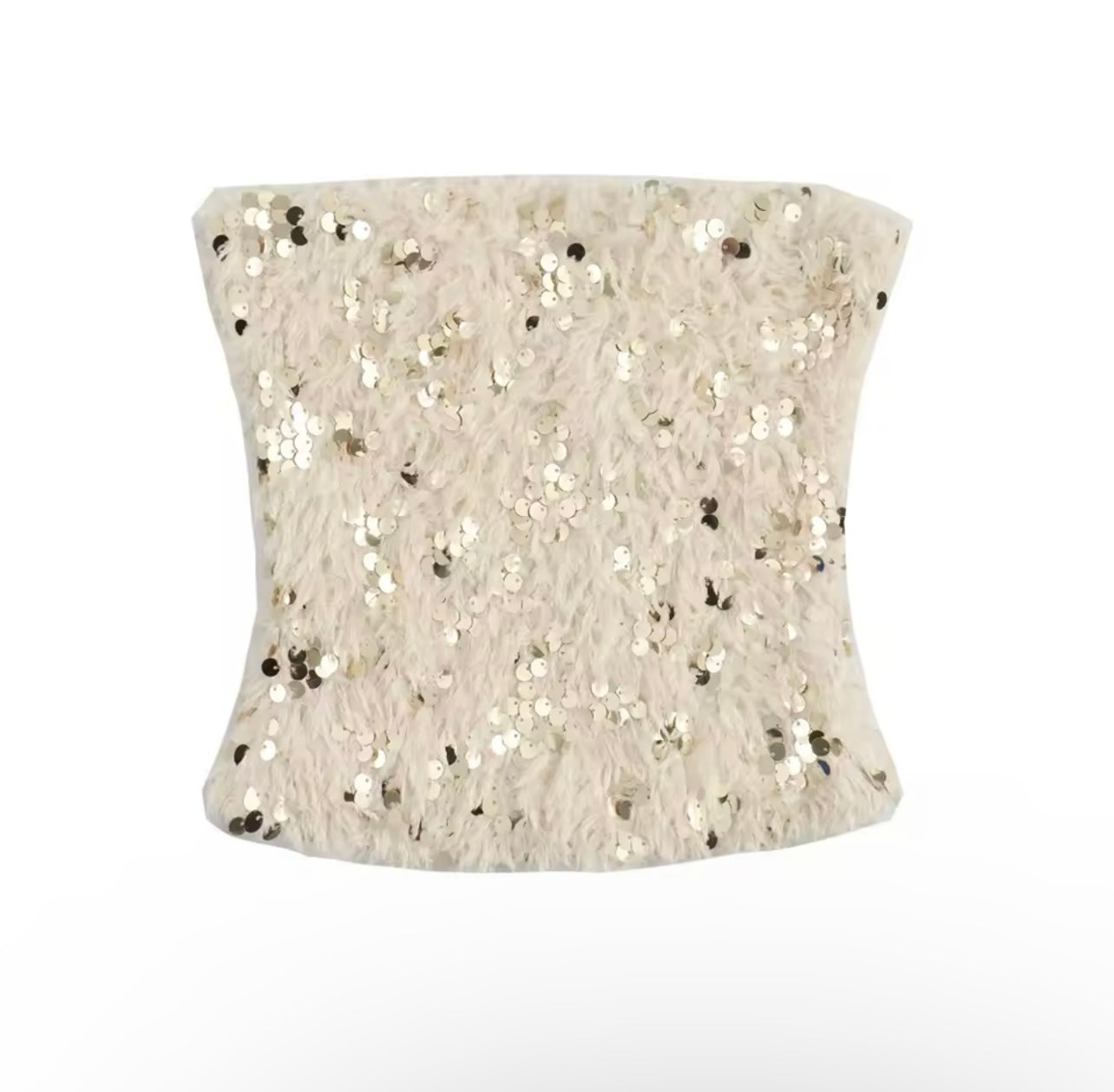 Top bustier plûmes à sequins
