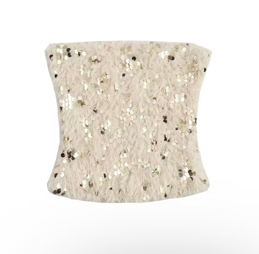 Top bustier plûmes à sequins